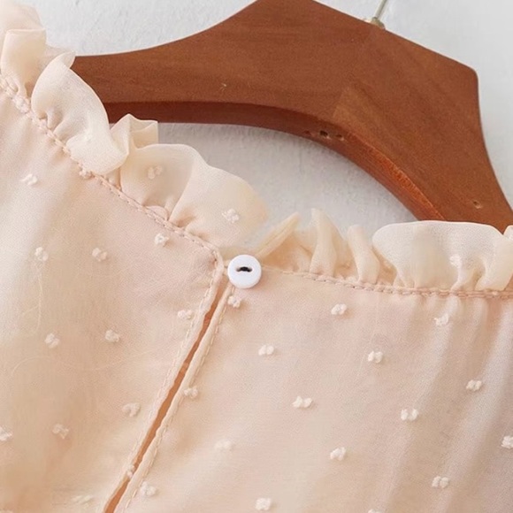 Frill Neck Sequined Detailed dot blouse - Picture 7 of 7